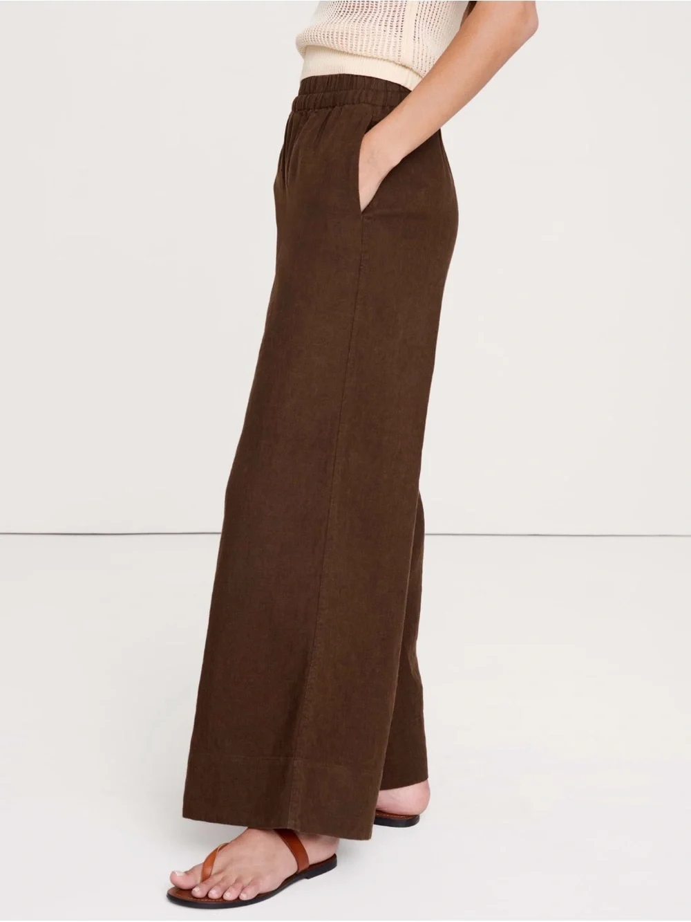 NWT Banana Republic High Rise Wide Leg Linen Pull on Reddish Brown Pant Sz XS